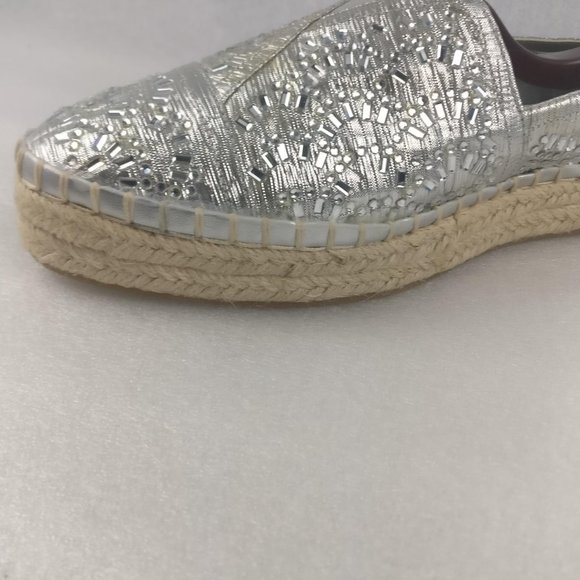 GIANNI BINI Espadrille Loafer with Sequins sparkly jewels, padded insole 8.5 NEW - Picture 3 of 10